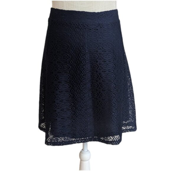 Zara Basic Navy Blue Crochet Lace A-Line Circle Skirt - Picture 1 of 4